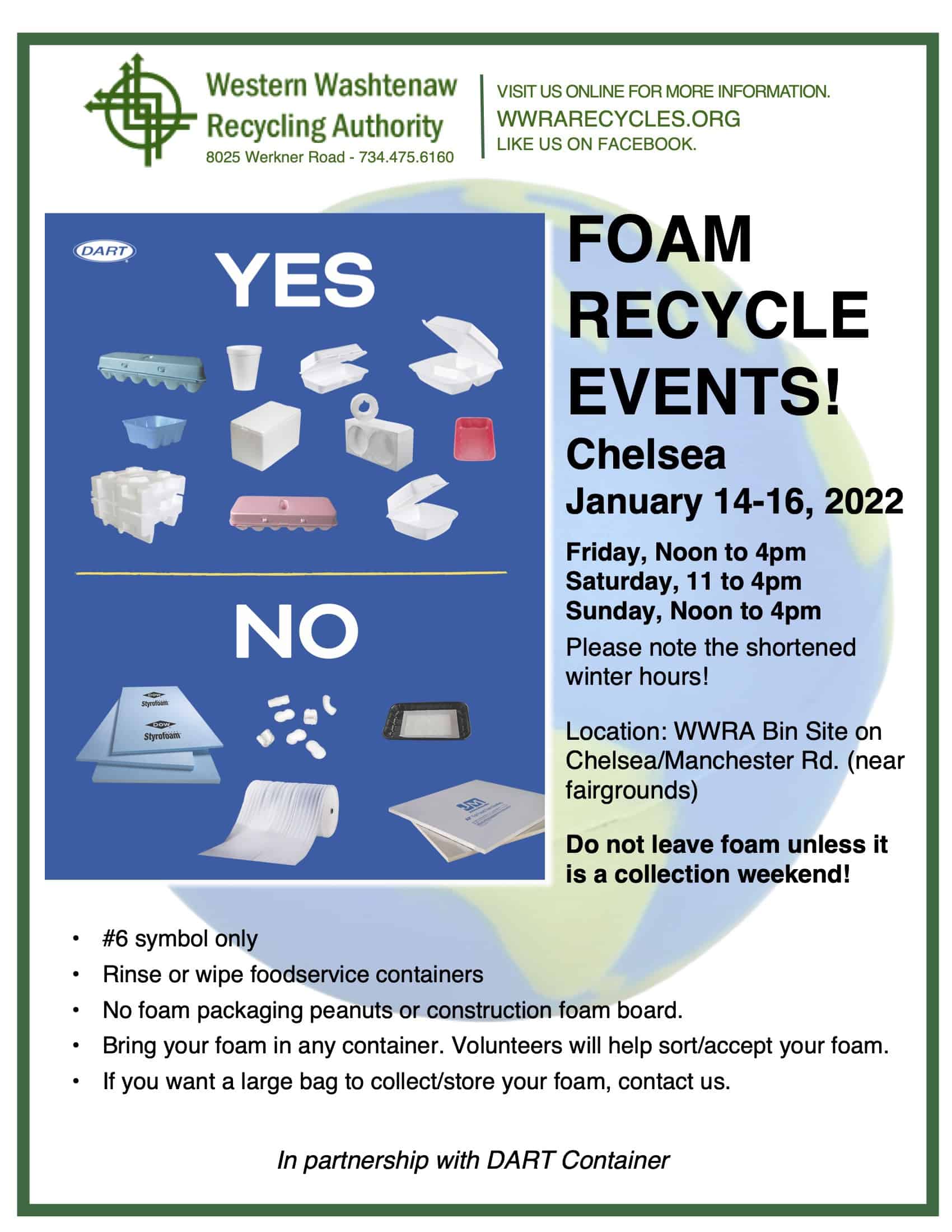 Foam Event This Weekend! Western Washtenaw Recycling Authority