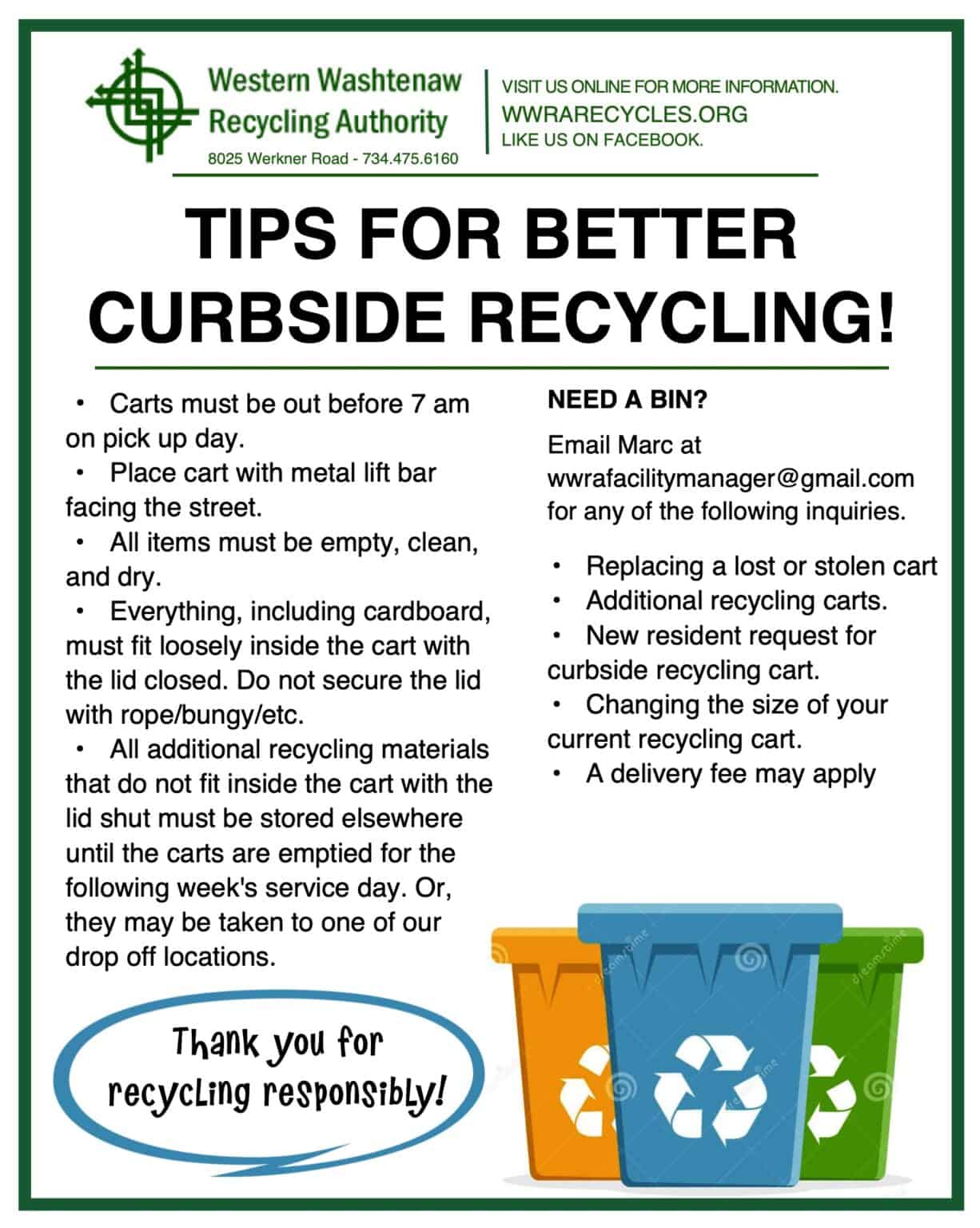 Recycling Tips & Other Recycle Info Western Washtenaw Recycling Authority