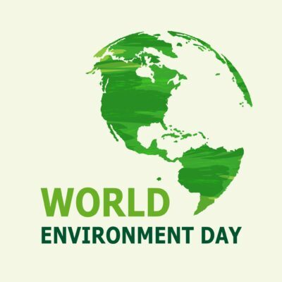 The concept for the ecology awareness and reforestation for the World Environment with green painted brush earth
